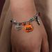 Bracelet en Chaîne avec Pendentif Citrouille et Crâne Style Punk pour Halloween - Argent 