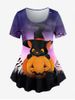 Pumpkin Mouse Print Halloween T-shirt -  