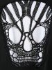 Gothic Skull Lace Colorblock Handkerchief Tee and Halloween Gothic Skeleton Skull Print Leggings Outfit -  