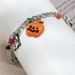 Bracelet en Chaîne avec Pendentif Citrouille et Crâne Style Punk pour Halloween - Argent 