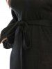 Plus Size Drop Shoulder Solid Belt Mini Sweater Dress -  