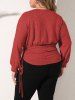 Plus Size Long Sleeves Cinched Ruched Solid T-shirt -  