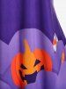 T-shirt D'Halloween à Imprimé Citrouille Crâne Dessin Animé à Manches Courtes - Pourpre  1X | US 14-16