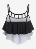 Gothic Cutout Skull Rose Print Swim Tankini Top -  