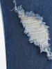Plus Size Distressed Frayed Cat Whiskers High Waisted Jeans -  
