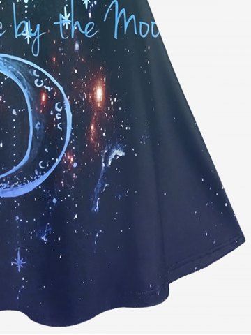 Plus Size Crisscross Sun Moon Print A Line Dress