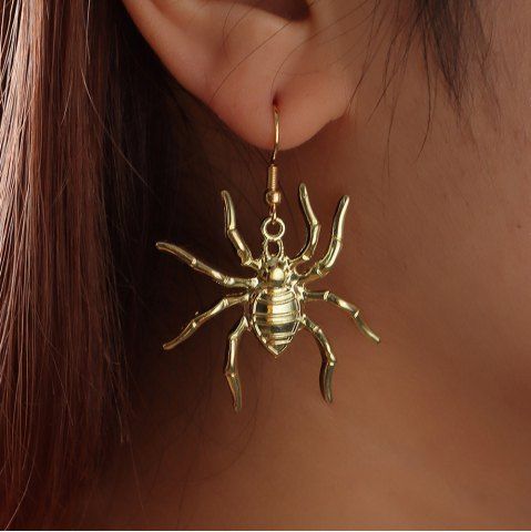 Halloween Spider Alloy Drop Earrings - GOLDEN