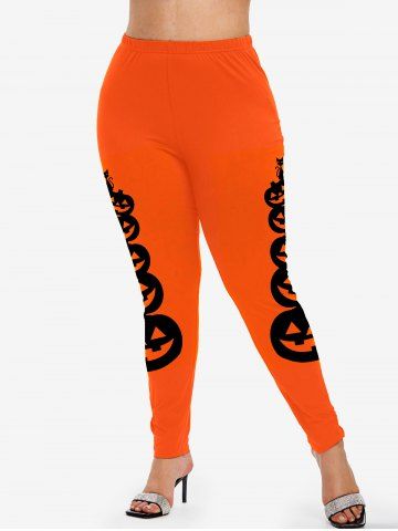 Halloween Pumpkins Printed Skinny Leggings