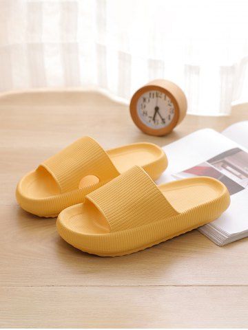 Solid Color Thick Bottom Soft Cloud Slides Bath Slippers - YELLOW - EU (34-35)