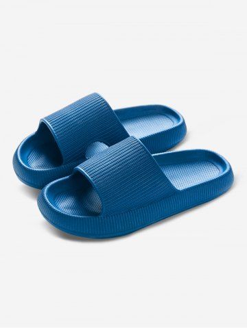 Solid Color Thick Bottom Soft Cloud Slides Bath Slippers - BLUE - EU (38-39)