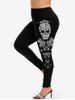 Legging Gothique à Imprimé Crâne à Taille Haute - Noir 