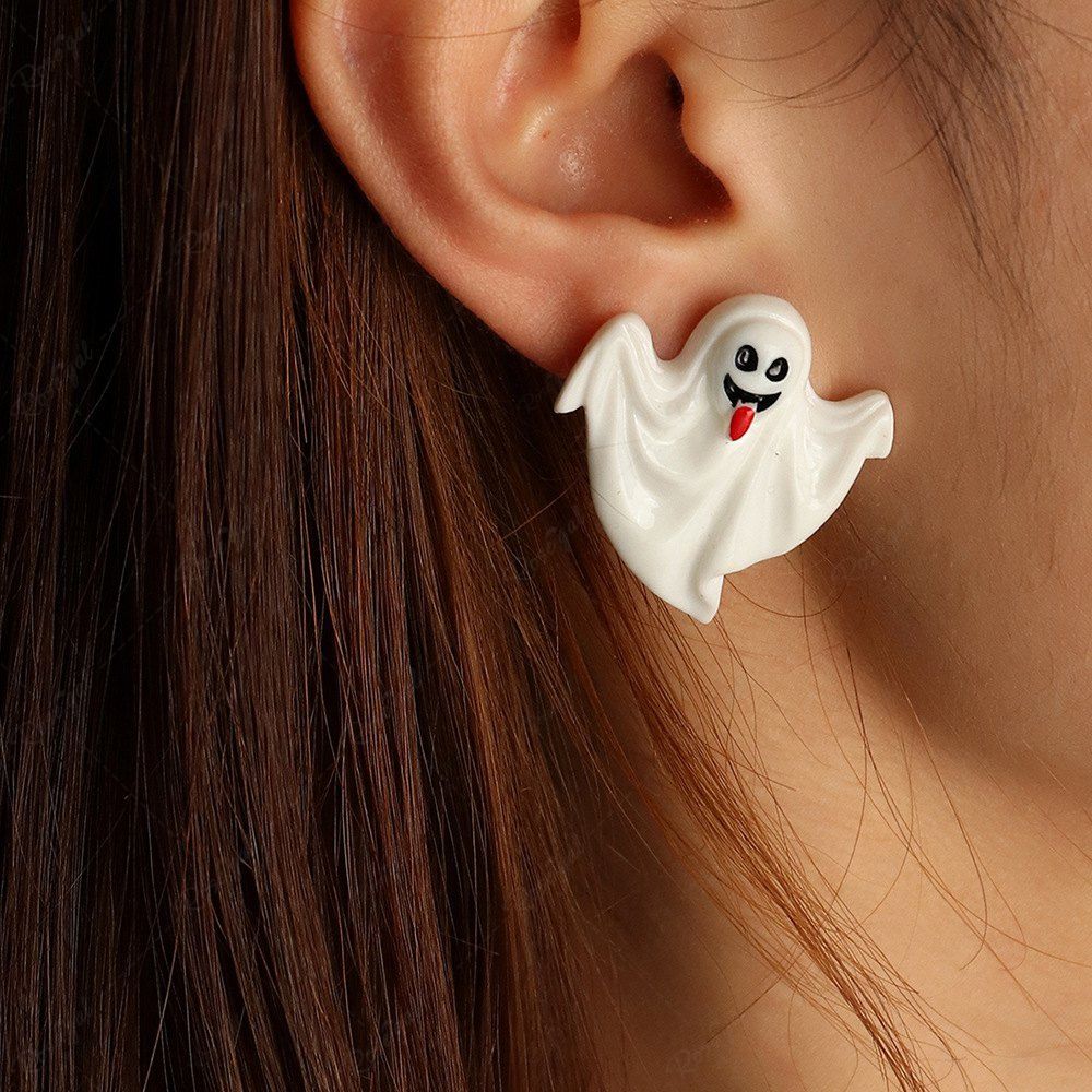 Outfit Halloween Funny Ghost Resin Stud Earrings  