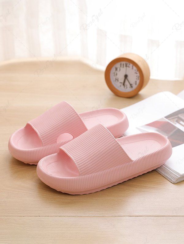 Trendy Solid Color Thick Bottom Soft Cloud Slides Bath Slippers  