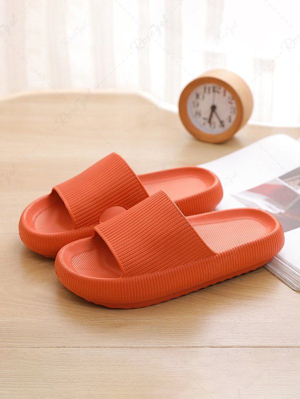 Fancy Solid Color Thick Bottom Soft Cloud Slides Bath Slippers  