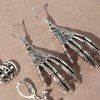 3Pcs Halloween Vintage Alloy Pumpkin Skeleton Hands Skull Earrings -  