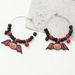 Halloween Bat Bead Hoop Drop Earrings -  
