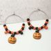 Halloween Pumpkin Beaded Hoop Drop Earrings -  