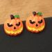 Halloween Funny Pumpkin Resin Stud Earrings -  