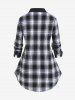 Plus Size Plaid Tunic Shirt and High Rise Ripped Jeans Outfit -  