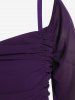 Plus Size Medieval Renaissance Ruched Two Tone Mesh Sleeves A Line Midi Belt Dress -  