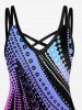 Plus Size Ombre Crisscross A Line Printed Sleeveless Dress -  