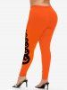 Legging D'Halloween Moulant à Imprimé Citrouille - Orange S | US 8