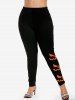 Halloween Cartoon Pattern Skinny Leggings -  