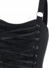 Halloween Skeleton Pumpkin Plaid Print Colorblock Lace Up A Line Mini Gothic Dress -  