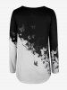 T-shirt Fendu à Imprimé Papillon en Blocs de Couleurs à Demi-Zip de Grande Taille - Noir XL