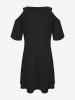 Plus Size Cold Shoulder Solid Long Sleeves A Line Mini Dress -  