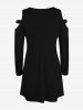 Plus Size Cold Shoulder Cutout O-ring Mini A Line Dress -  