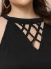 Plus Size Crisscross Hollow Out Solid A Line Sleeveless Dress -  