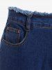 Plus Size Distressed Frayed High Rise Pencil Jeans -  