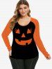 T-shirt D'Halloween Motif de Dessin Animé en Blocs de Couleurs à Manches Raglan - Noir 5x | US 30-32