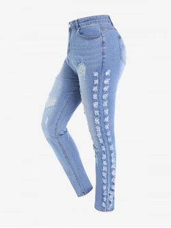 Plus Size Faded Ripped Destroyed Skinny Jeans - LIGHT BLUE - 1X