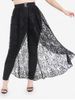 Plus Size High Rise Solid Pants with High Low Lace Overlay -  