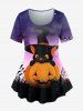 Halloween Pumpkin Mouse Print T-shirt and Halloween Pumpkin Cat Spiders Leggings -  