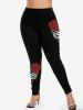 Gothic Rose Skeleton Printed Skinny Leggings -  