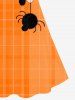 Robe D'Halloween Ligne A Croisée à Imprimé Araignée - Orange 