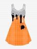 Halloween Crisscross Spider Print A Line Dress -  