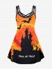 Halloween Bat Moon Castle Print Crisscross A Line Dress -  