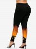 Halloween High Rise Pumpkin Print Skinny Leggings -  