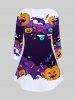 Halloween Pumpkin Ghost Print Tee -  