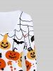 T-shirt D'Halloween à Imprimé Citrouille et Chauve-souris - Blanc 