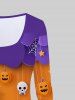 T-shirt D'Halloween à Imprimé Citrouille et Chauve-souris à Manches Longues - Orange 4X | US 26-28