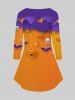 T-shirt D'Halloween à Imprimé Citrouille et Chauve-souris à Manches Longues - Orange 5x | US 30-32