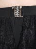Plus Size High Rise Solid Pants with High Low Lace Overlay -  