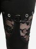 Pantalon Gothique Panneau en Dentelle à Œillet avec Poche à Rabat - Noir M | US 10
