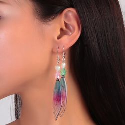 Colorful Acrylic Wing Dangle Earrings - MULTI