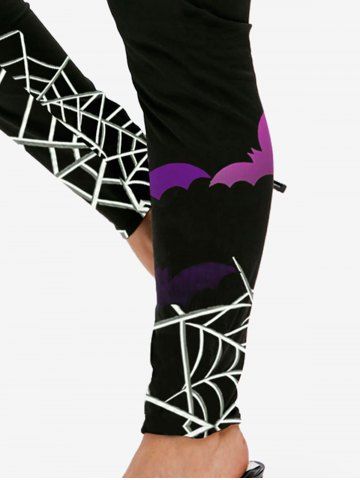 Halloween Bats Spider Web Printed Skinny Leggings